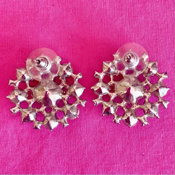 Cubic Zirconia Silver Crystal Statement Earrings Old Money Hollywood Macy’s Big - Picture 2 of 2